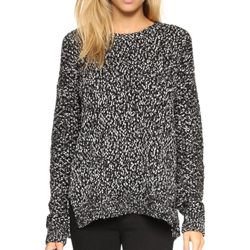 Vince Black & White Marled Crew Neck Sweater